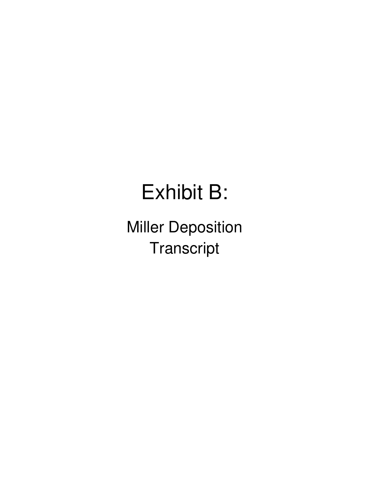 Cover page for the supplied deposition transcript